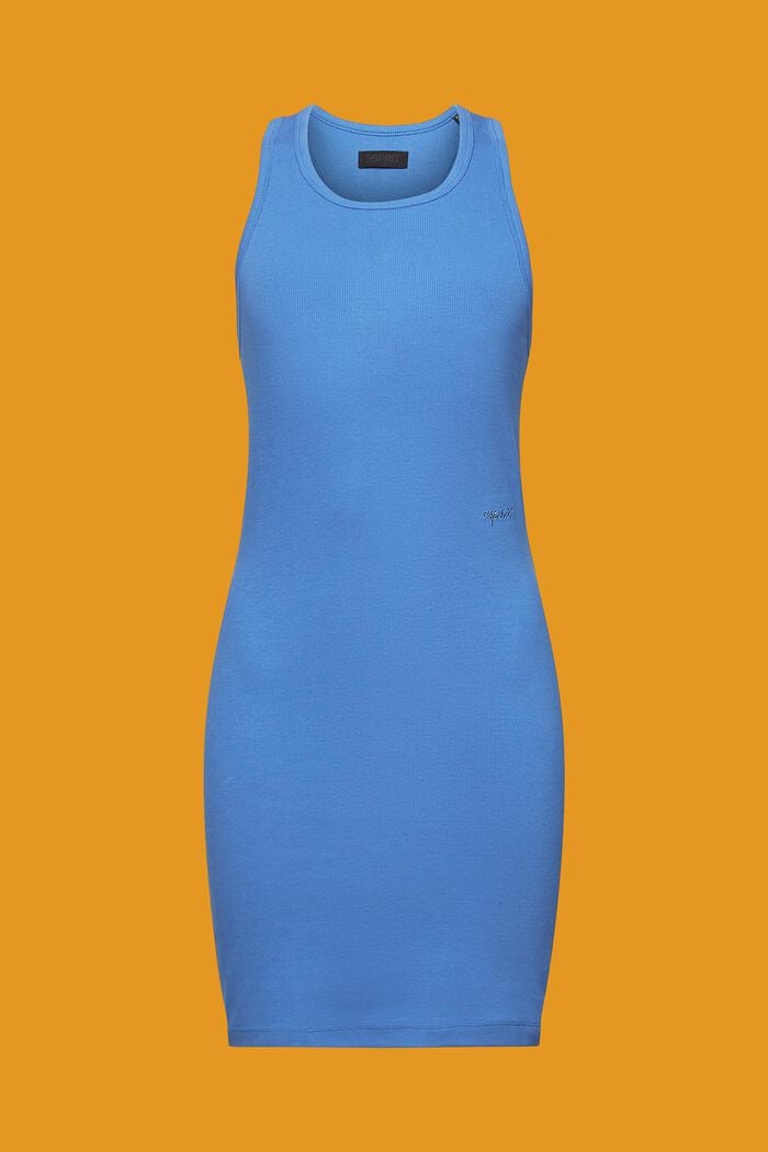 Geripptes Jerseykleid, GREY BLUE, detail image number 7