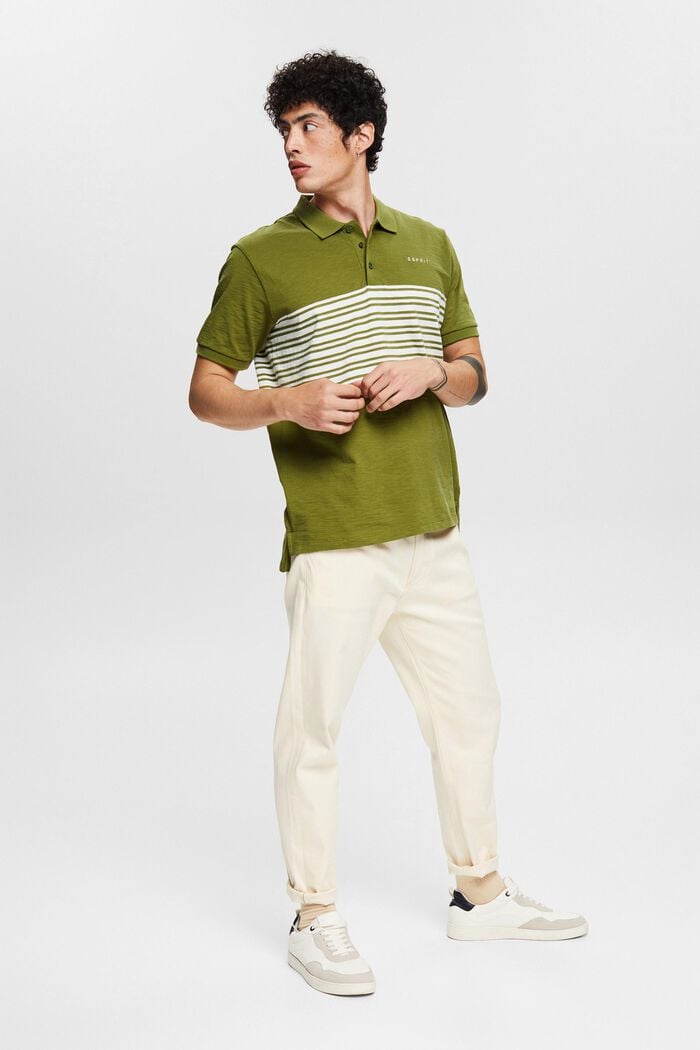 Polo-Shirt mit Streifenmuster, LEAF GREEN, detail image number 6