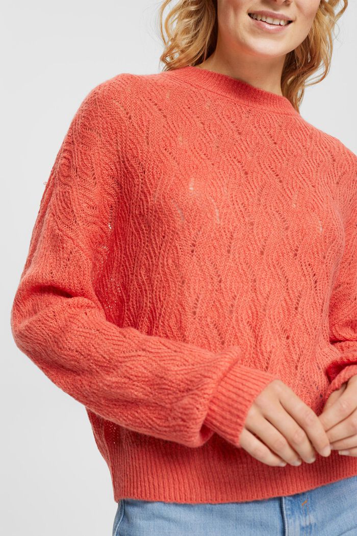 Pointelle-Pullover, CORAL, detail image number 2