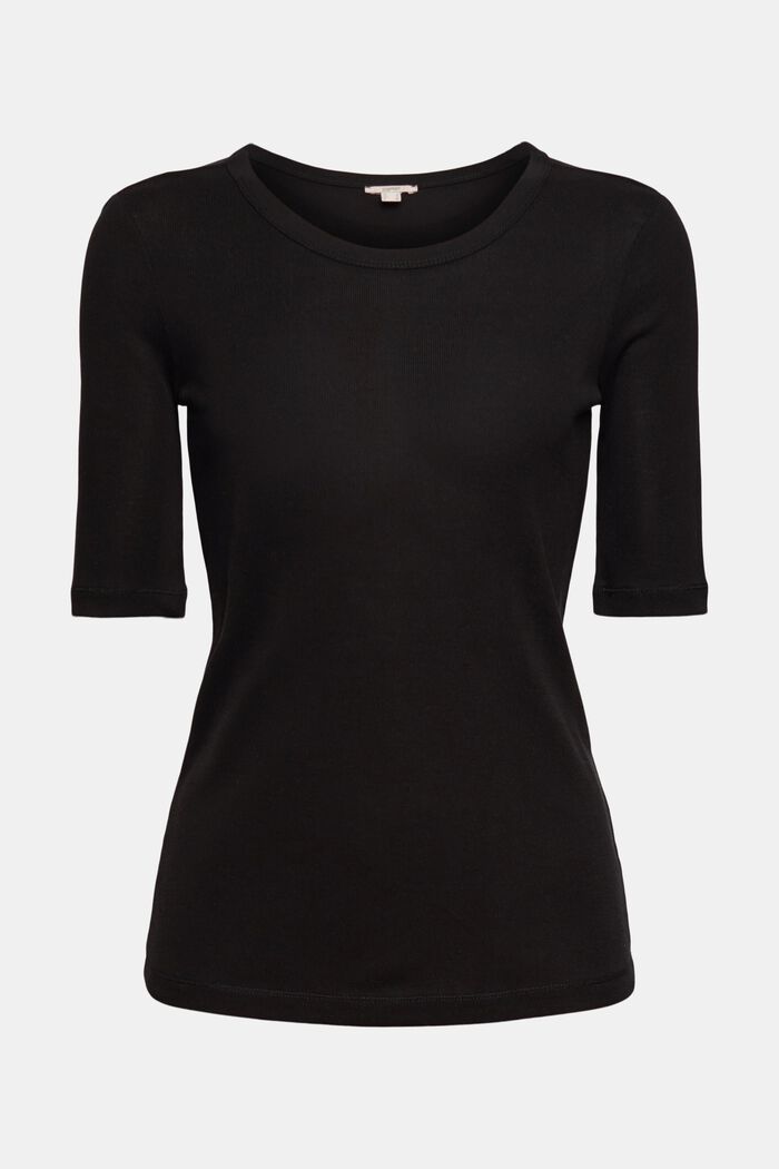 Aus TENCEL™: T-Shirt mit halblangen Ärmeln, BLACK, detail image number 7