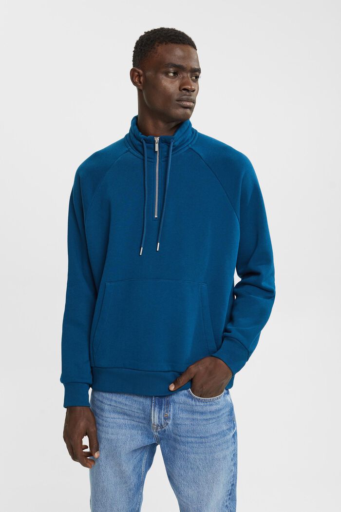 Troyer-Sweatshirt, PETROL BLUE, detail image number 0