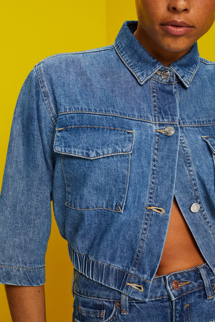 Leichte Jeansjacke mit kurzen Ärmeln, BLUE MEDIUM WASHED, detail image number 2
