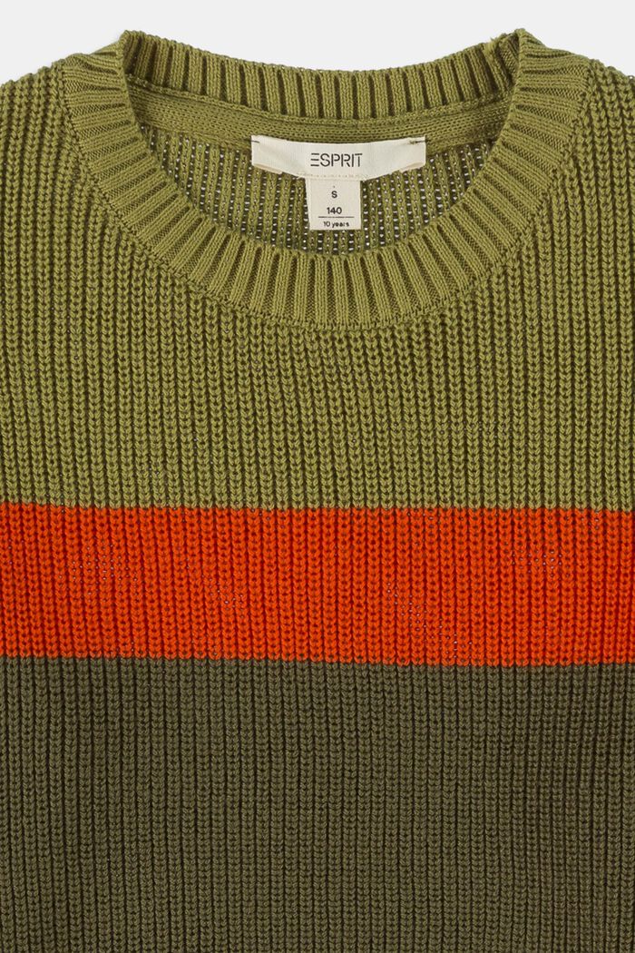 Pullover mit Kontraststreifen aus Baumwolle, OLIVE, detail image number 2