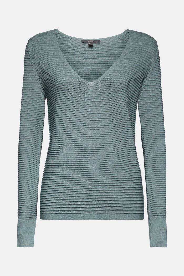 Mit Lyocell TENCEL™: Ripp-Pullover, DARK TURQUOISE, detail image number 0