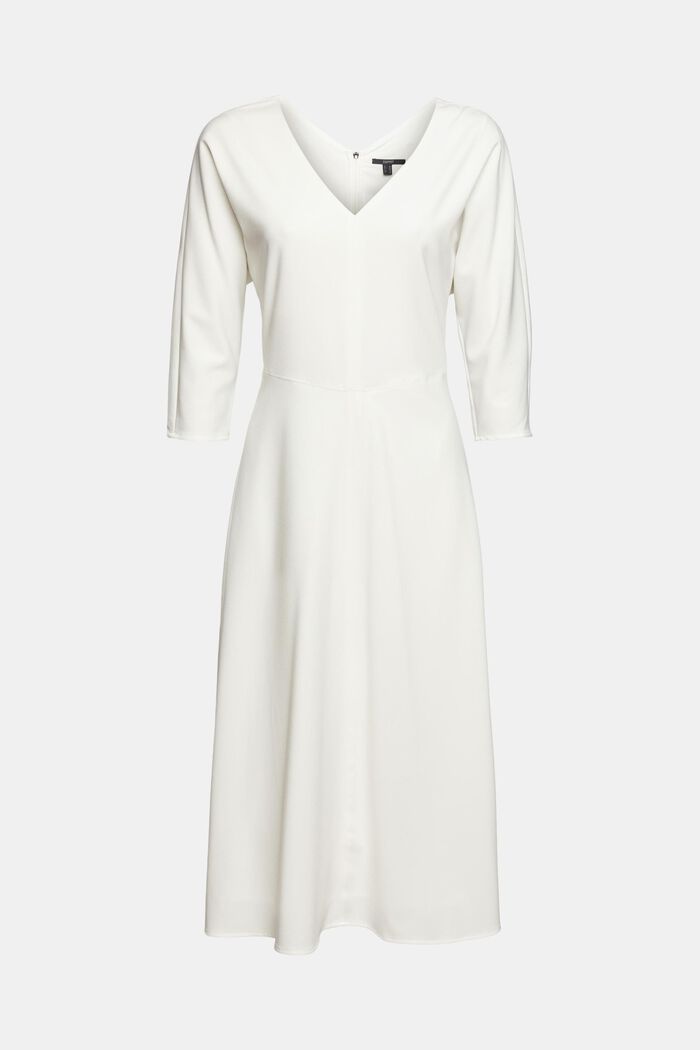 Kleid mit V-Ausschnitt, OFF WHITE, overview