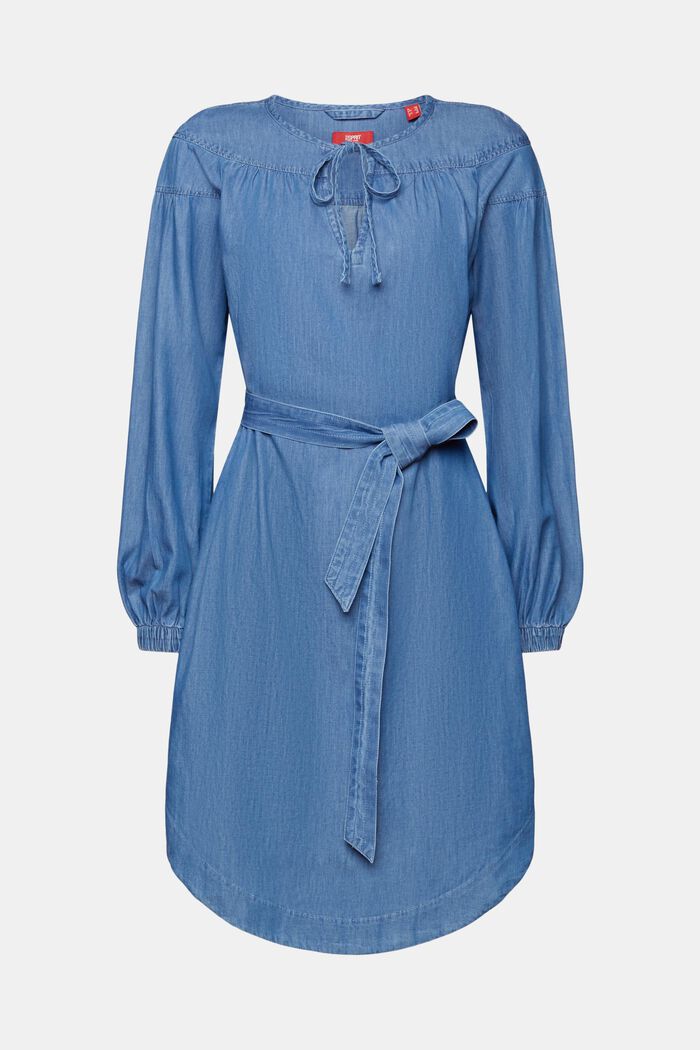 Leichtes Jeanskleid mit Bindegürtel, BLUE MEDIUM WASHED, detail image number 5