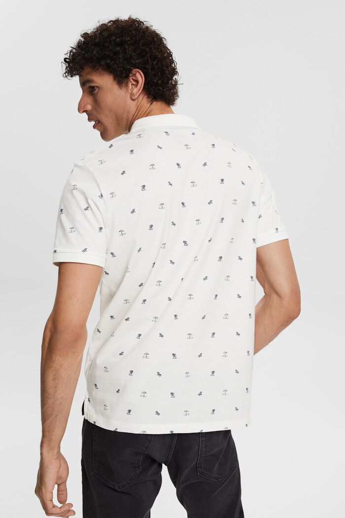 Jersey-Poloshirt mit Print, OFF WHITE, detail image number 3