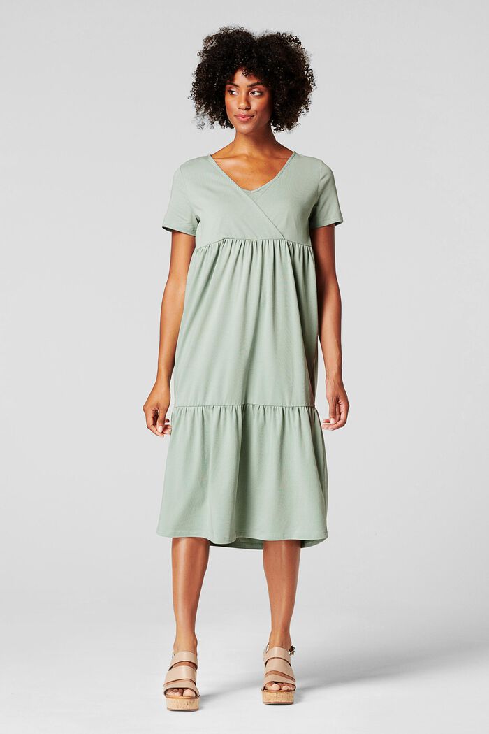 Volant-Kleid mit Stillfunktion, Organic Cotton, GREY MOSS, detail image number 1