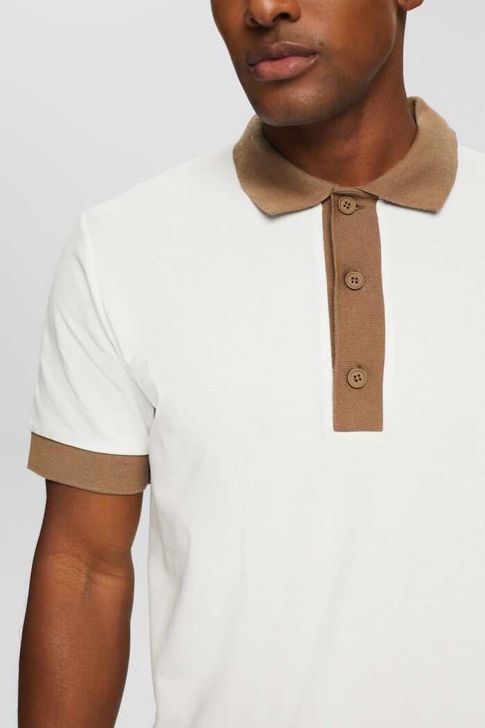 Piqué-Polo aus Baumwolle, OFF WHITE, detail image number 1