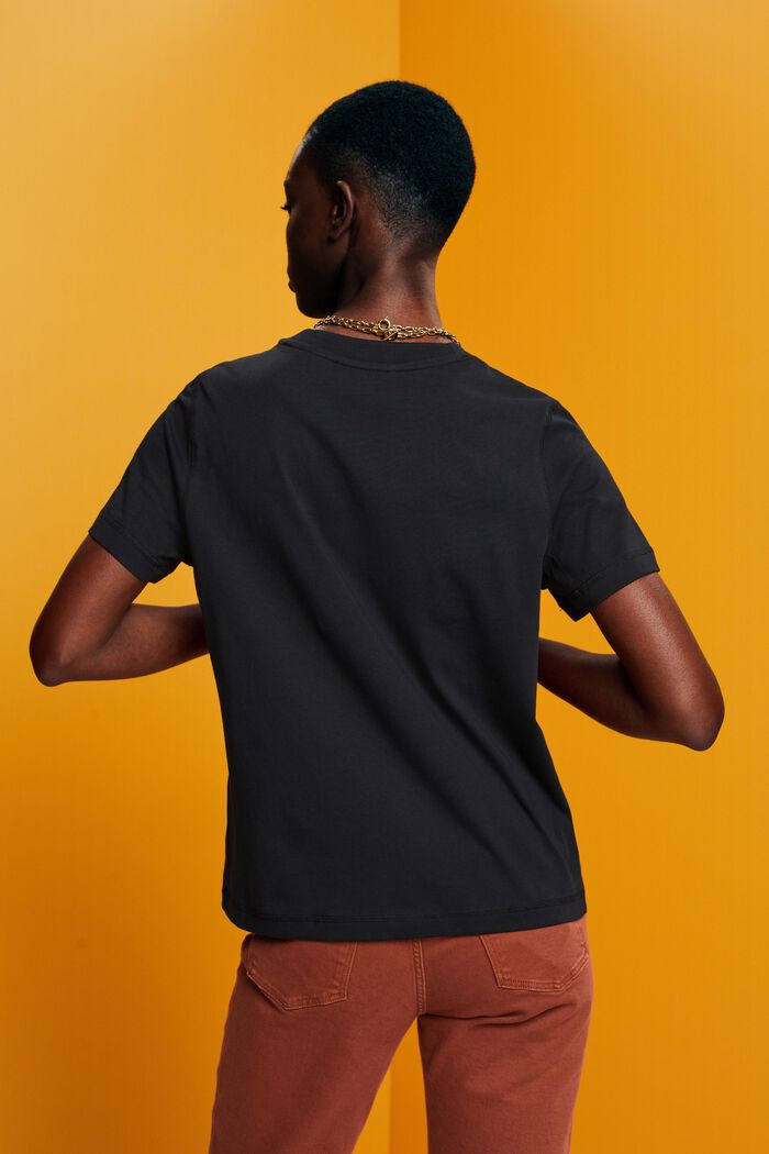 Lockeres T-Shirt aus 100 % Baumwolle, BLACK, detail image number 3