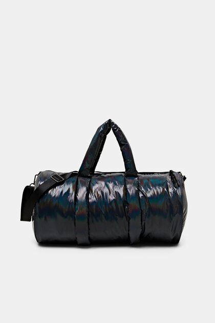 Große Puffer Bag mit holografischem Design, GUNMETAL, overview