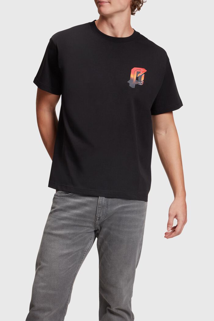 AMBIGRAM Chest-Print T-Shirt, BLACK, detail image number 0