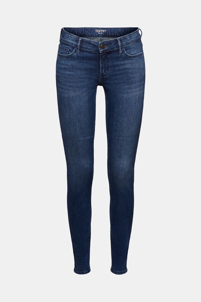 Skinny Jeans mit niedrigem Bund, BLUE DARK WASHED, detail image number 7