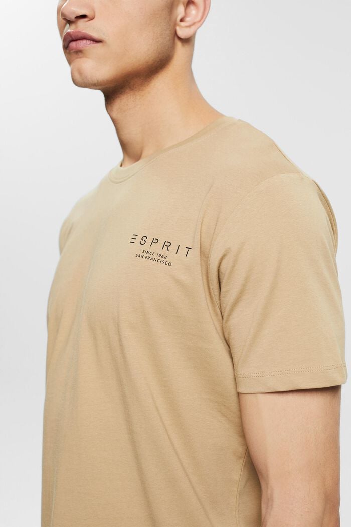 Jersey-T-Shirt mit Logo-Print, BEIGE, detail image number 4