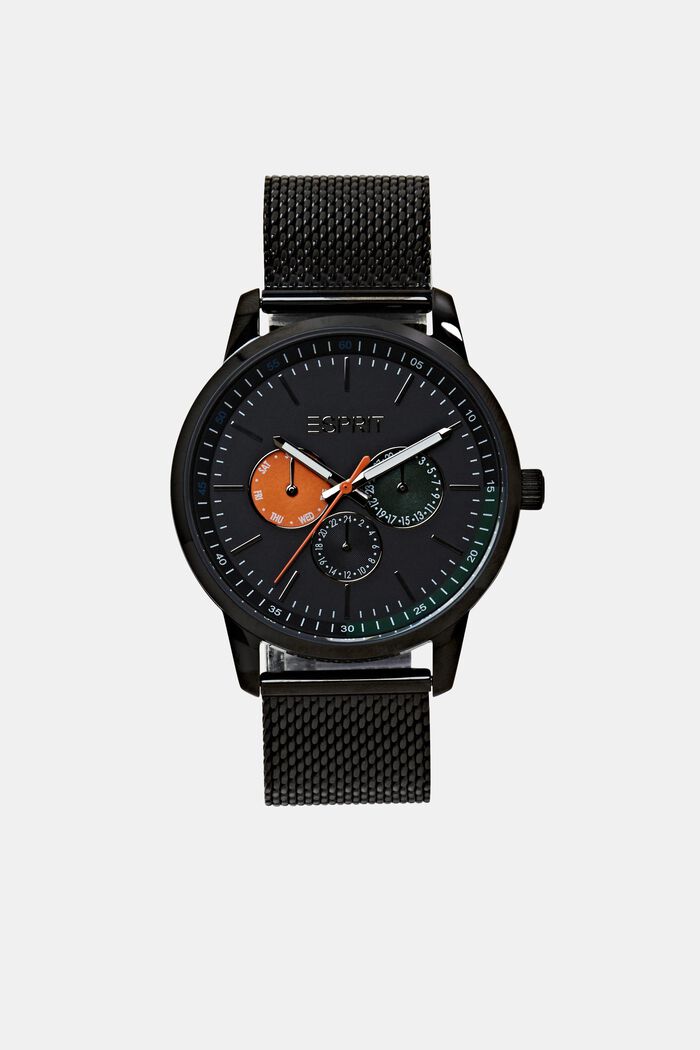 Armbanduhr mit Milanaiseband aus Edelstahl, BLACK, detail image number 0