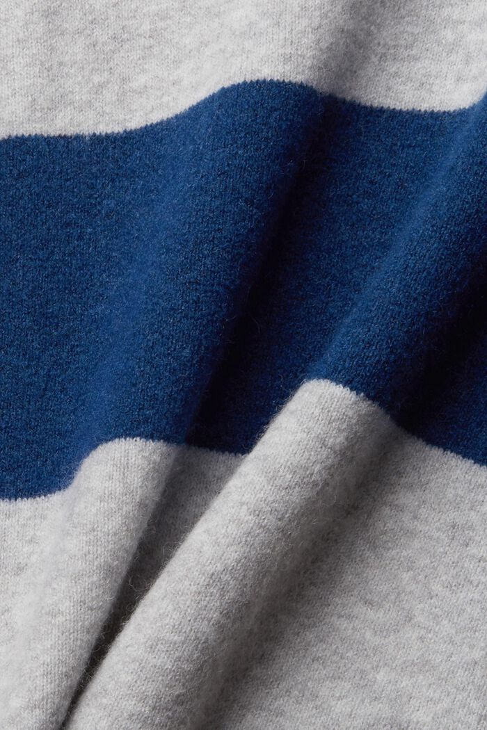 Mit Wolle: gestreifter Pullover, PETROL BLUE, detail image number 5