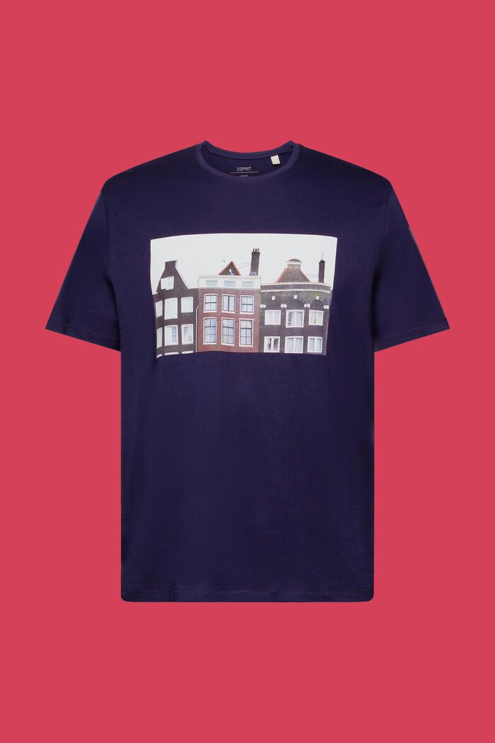 Rundhals-T-Shirt mit Print, 100 % Baumwolle, DARK BLUE, detail image number 6