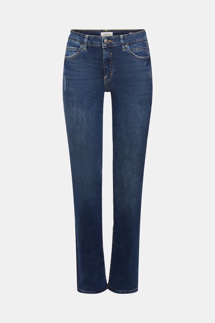 Jeans mit geradem Bein und mittlerer Bundhöhe, BLUE LIGHT WASHED, detail image number 7