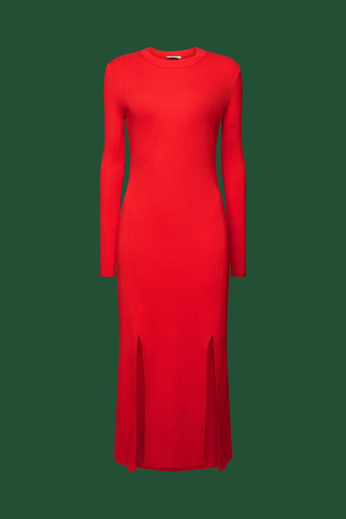 Rippstrick Midi-Kleid, RED, detail image number 7