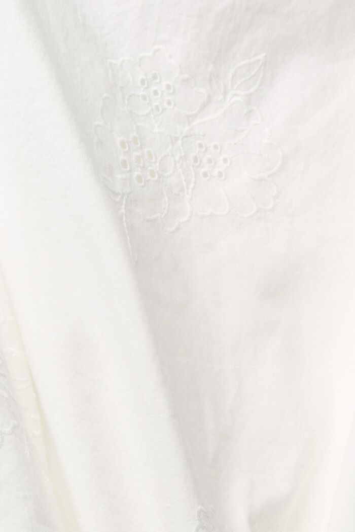 Kurzer Pyjama mit Blumen-Stickerei, OFF WHITE, detail image number 4