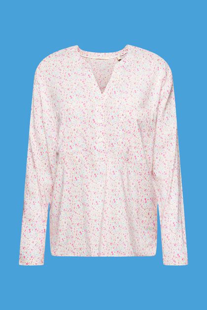 Florale Bluse mit V-Ausschnitt und Knöpfen