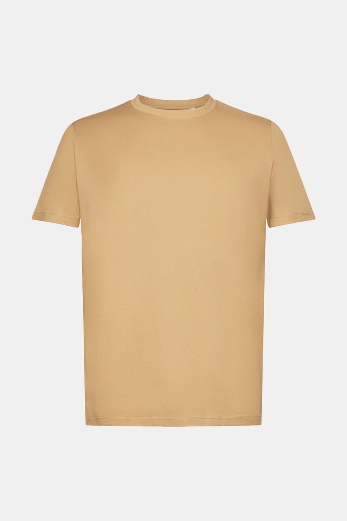 Rundhals-T-Shirt aus reiner Baumwolle, BEIGE, detail image number 6