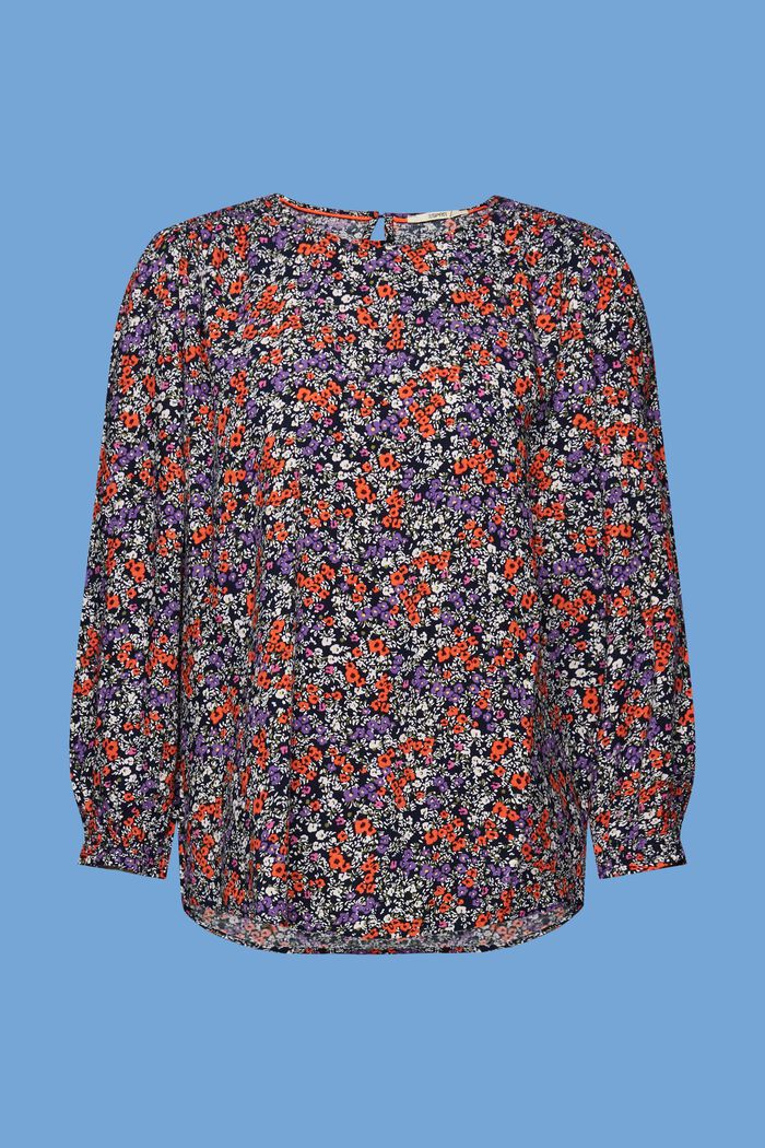 Florale Bluse mit 3/4-Ärmeln, NAVY BLUE, detail image number 7