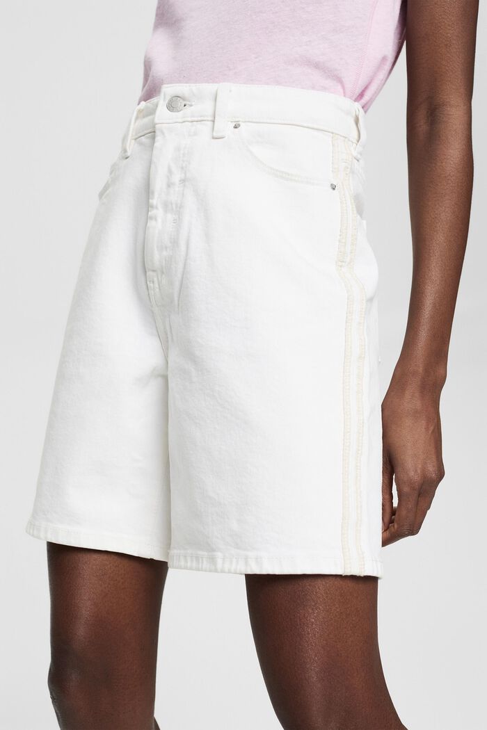 Denim-Shorts mit hohem Bund, WHITE, detail image number 2