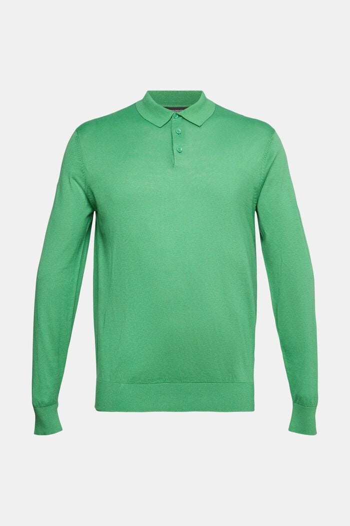 Mit TENCEL™: Langärmeliges Poloshirt, GREEN, detail image number 6