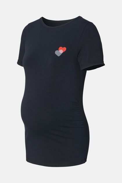 T-Shirt mit Herz-Print auf der Brust, NIGHT SKY BLUE, overview