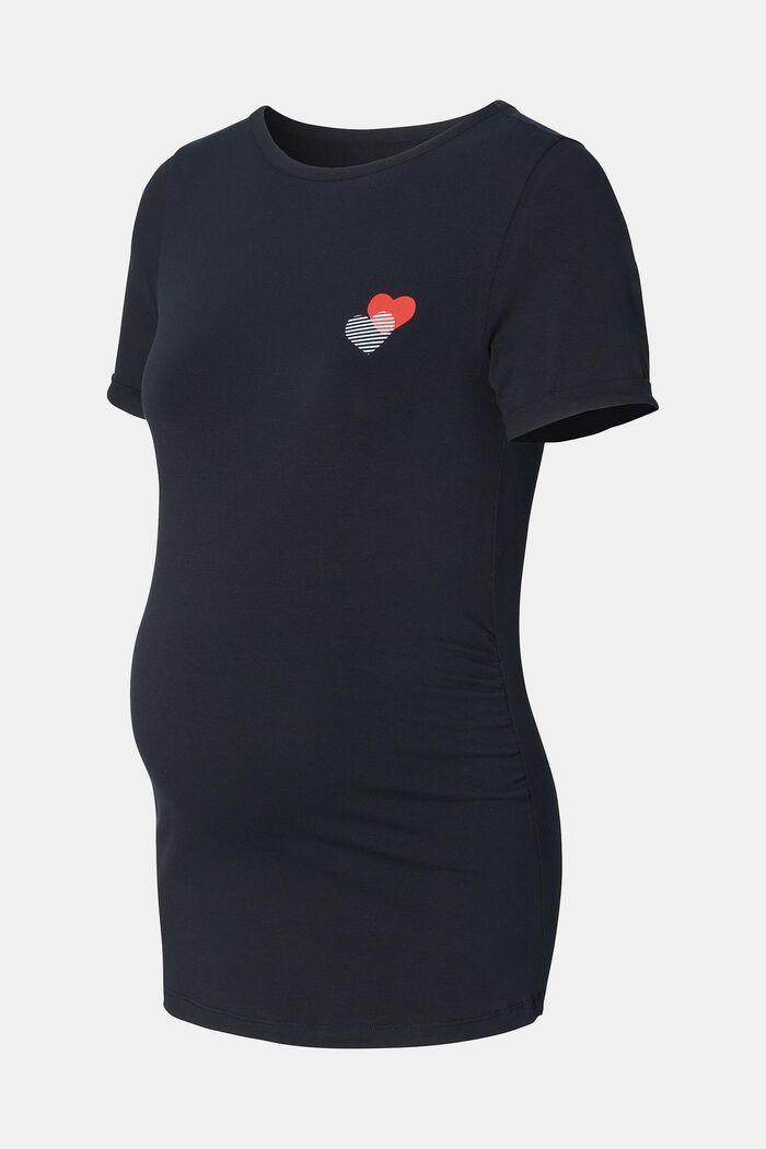 T-Shirt mit Herz-Print auf der Brust, NIGHT SKY BLUE, detail image number 4