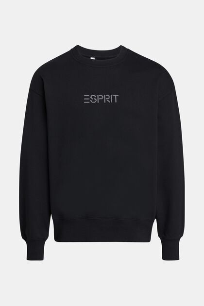 Sweatshirt mit Logo-Aufnäher mit Nieten, BLACK, overview