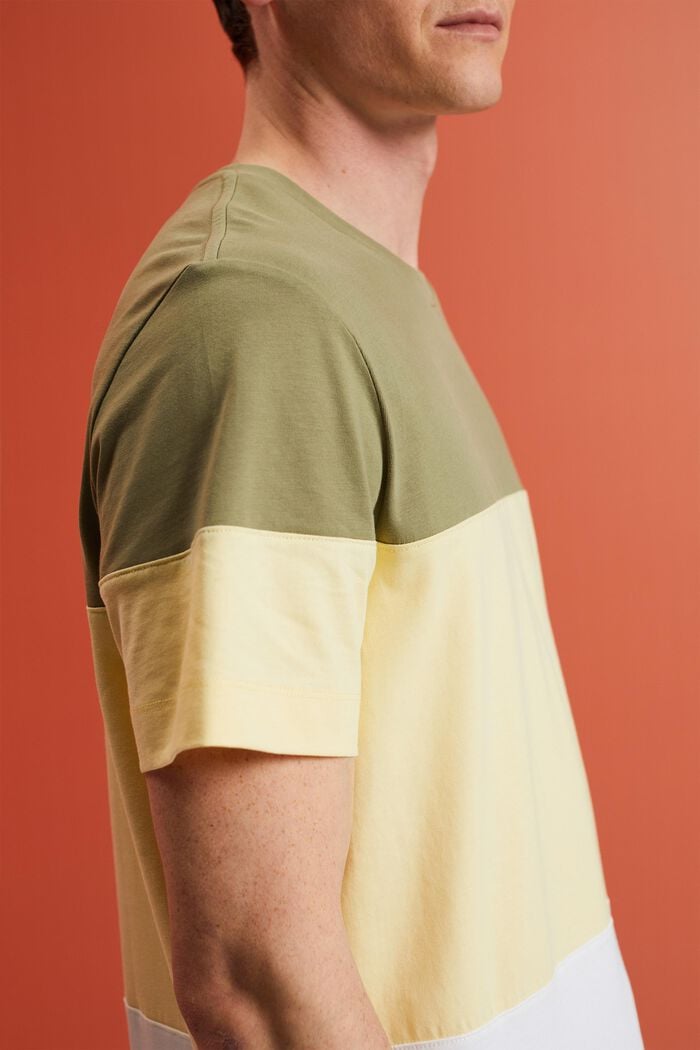 Colourblock-T-Shirt, 100 % Baumwolle, LIGHT KHAKI, detail image number 2