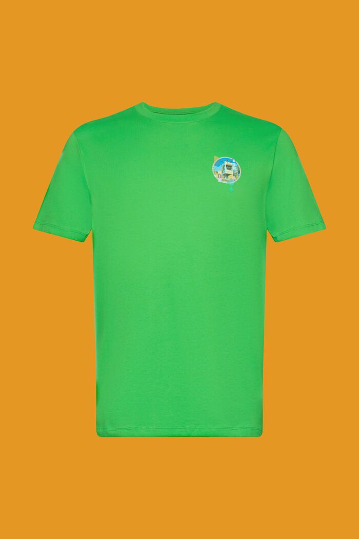 Slim-Fit-Shirt aus Baumwolle mit kleinem Print, GREEN, detail image number 6