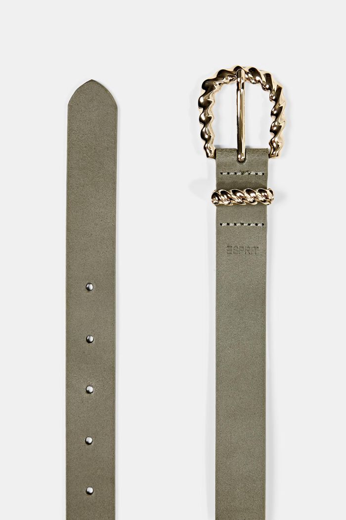 Ledergürtel mit Zier-Schließe aus Metall, DARK KHAKI, detail image number 1