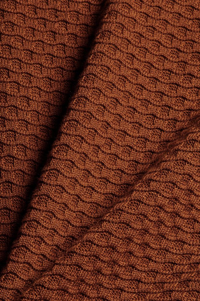 Pullover mit Waffelstruktur, 100% Baumwolle, TOFFEE, detail image number 4