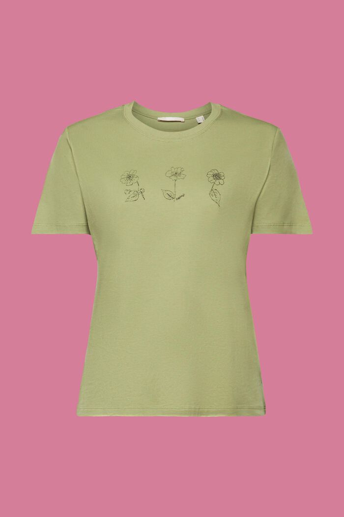 Baumwoll-T-Shirt mit Blumenprint, PISTACHIO GREEN, detail image number 6