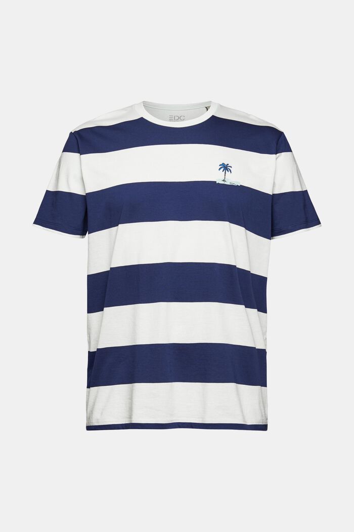 Jersey-T-Shirt mit Streifen und Print