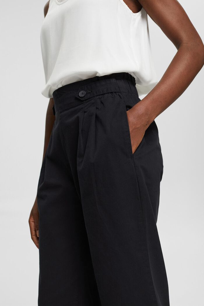 Cropped Hose mit Gummibund, 100% Baumwolle, BLACK, detail image number 2