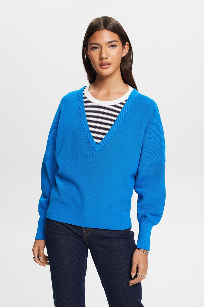 Pullover mit Fledermausärmeln, 100 % Baumwolle, BLUE, detail image number 0