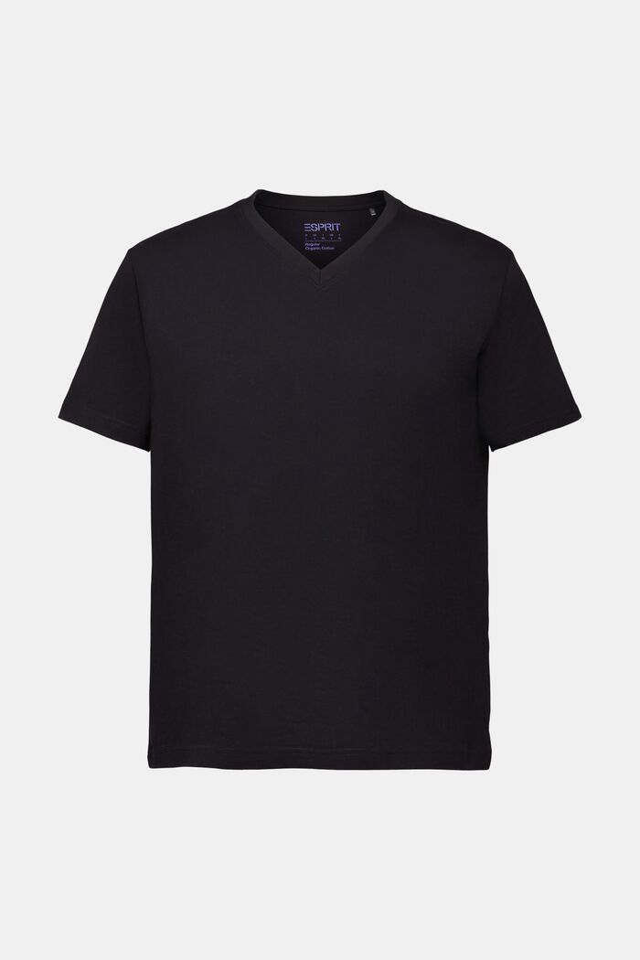 T-Shirt mit V-Ausschnitt aus Bio-Baumwolle, BLACK, detail image number 5