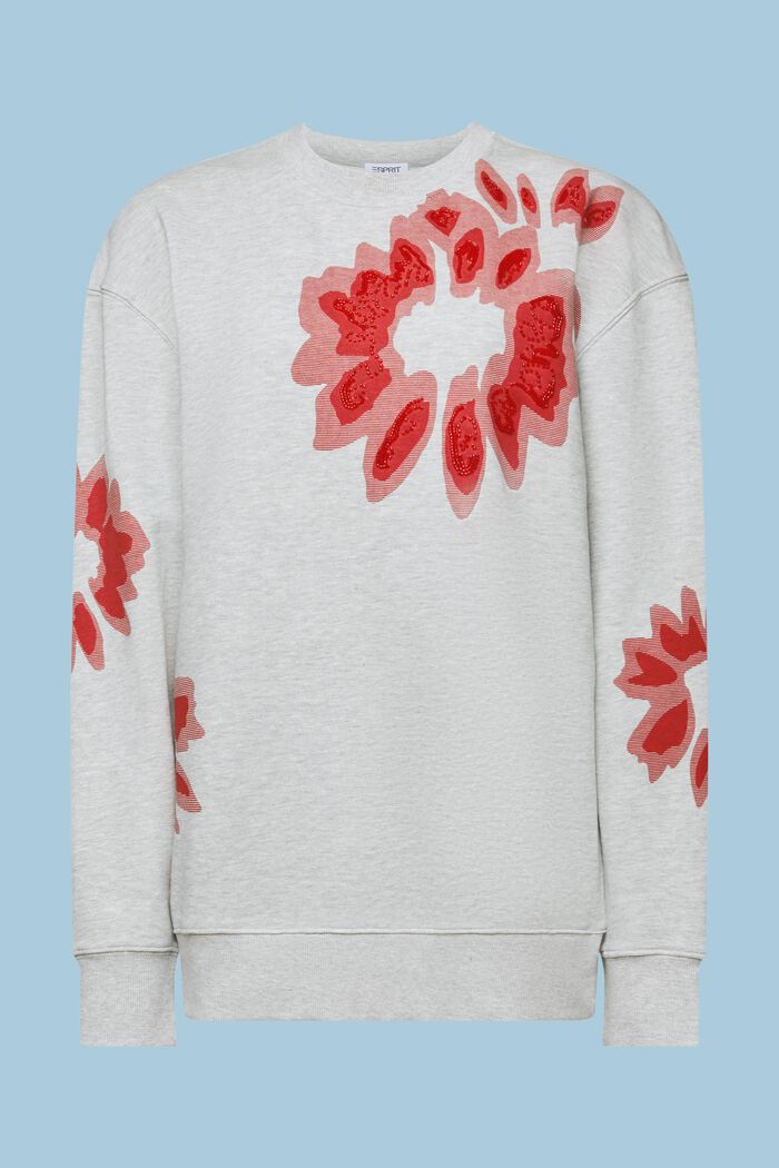 Oversize Sweatshirt mit Print und Zierperlen, LIGHT GREY, detail image number 6