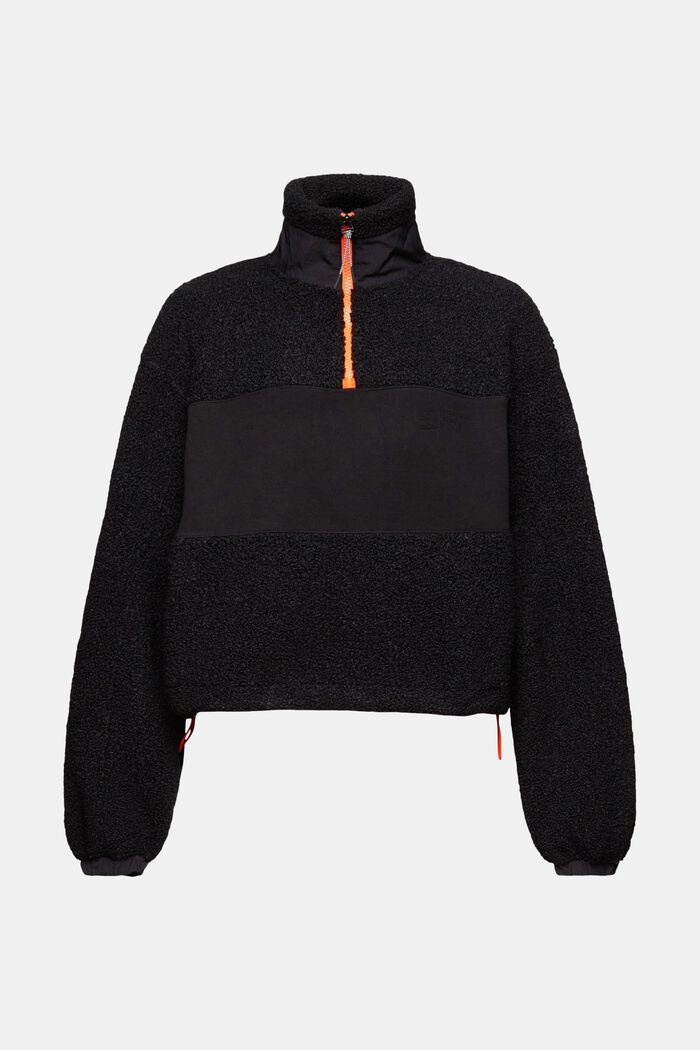 Troyer-Sweatshirt aus Materialmix, BLACK, detail image number 7