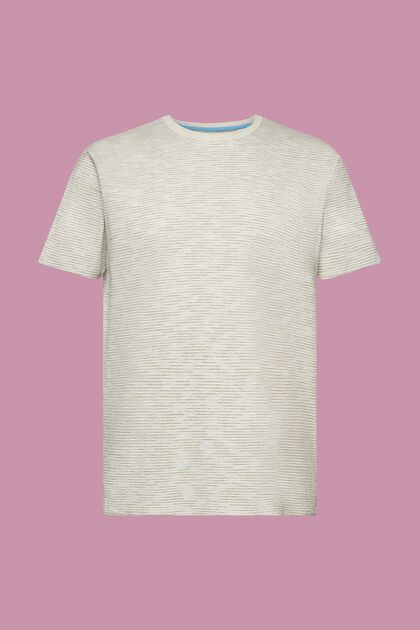 Meliertes T-Shirt mit feinen Streifen, OFF WHITE, overview