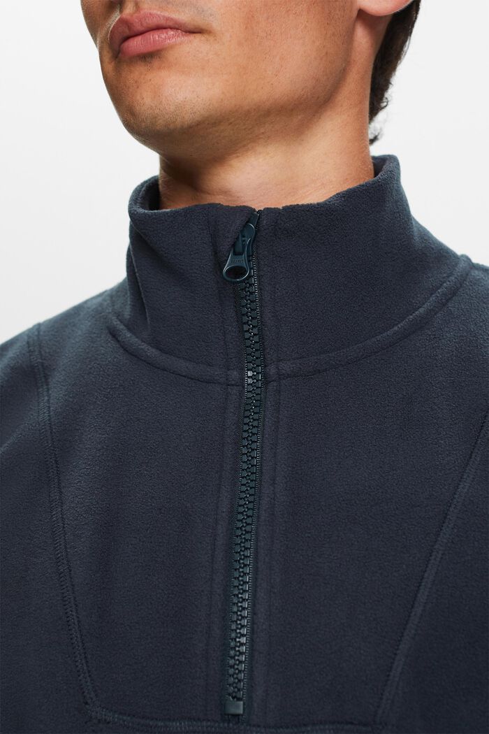 Fleece-Sweatshirt mit halbem Zipper, PETROL BLUE, detail image number 1