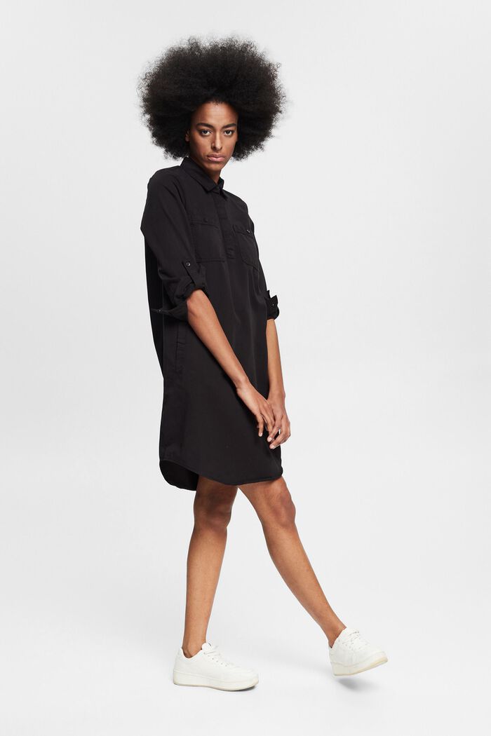 Canvas-Kleid aus 100% Pima-Baumwolle, BLACK, detail image number 4
