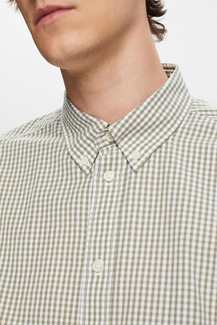 Button-Down-Hemd mit Vichy-Muster, 100% Baumwolle, LIGHT KHAKI, detail image number 2