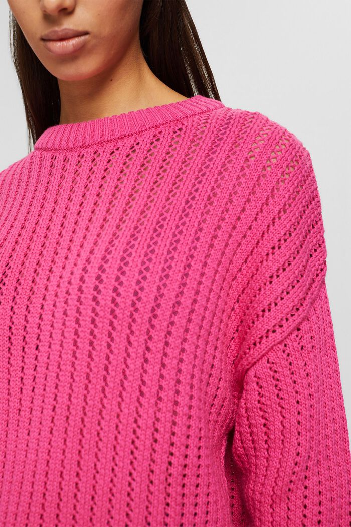 Musterstrickpullover aus Organic Cotton, PINK FUCHSIA, detail image number 2