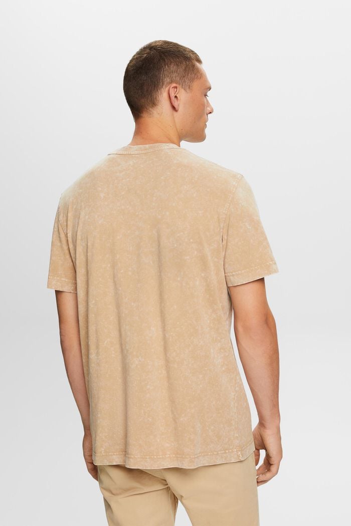 T-Shirt mit Stonewash-Effekt, 100 % Baumwolle, BEIGE, detail image number 3