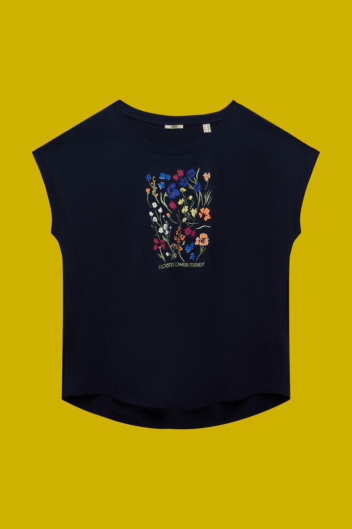 CURVY T-Shirt mit Print vorne, 100 % Baumwolle, NAVY, detail image number 6